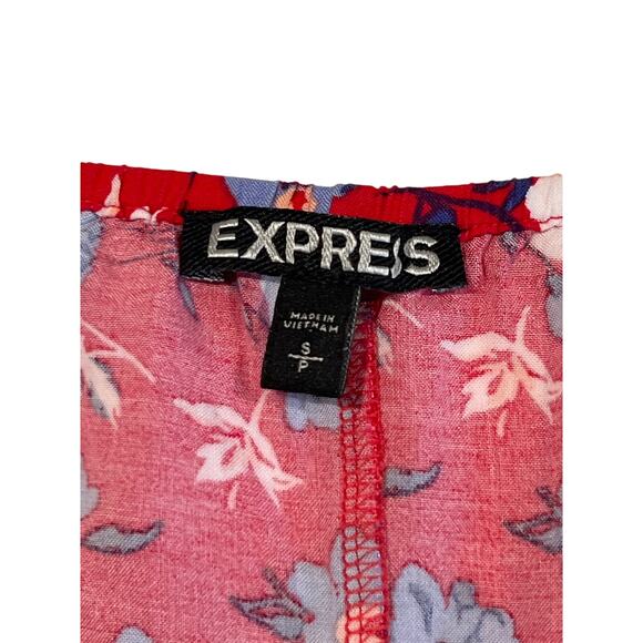 Express Strappy Ruffle Red Floral Sundress Women's Size S Mini Country Flounce - Picture 4 of 9